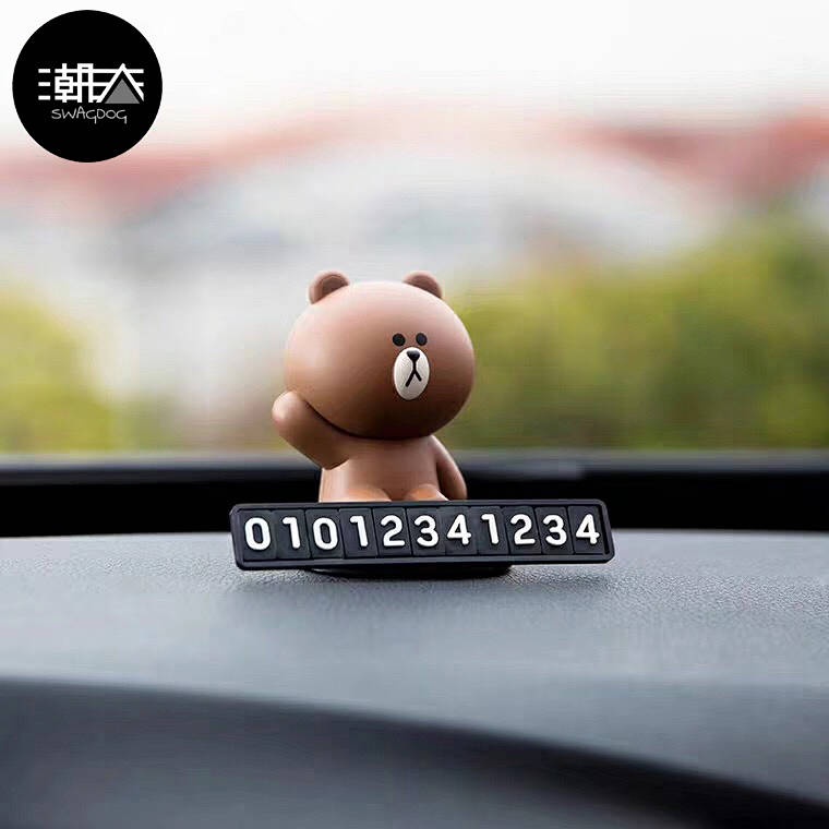Parking Number Plate Three-Dimensional Brown Bear Sally Chicken Cony Rabbit Cartoon Cute Creative Trending TikTok Temporary Car Moving yAnp - รูปที่ 4