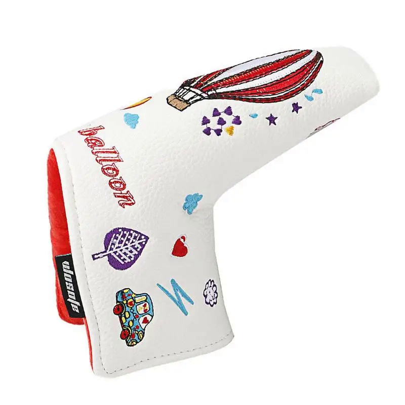 Magnetic PU Leather Golf Club Head Cover Balloon Pattern Golf Putter Cover Reusable Golf Accessories Golf Iron Club Head