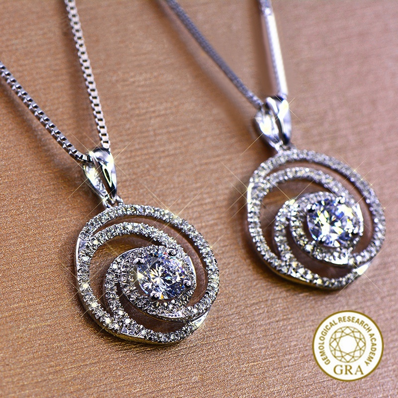 [ใบรับรอง GRA ฟรี] สร้อยคอเงิน Moissanite S925