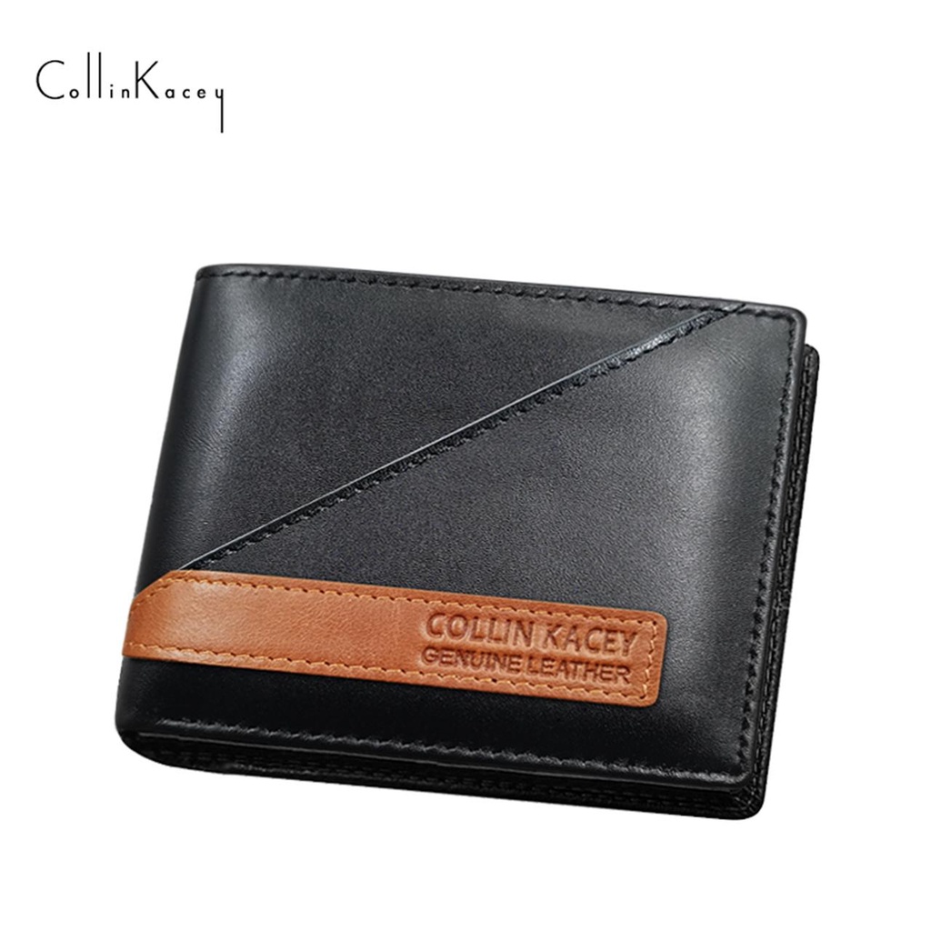 (แจกโค้ด30%กรอก INC479GW ช่องโค้ดช้อปปี้)CollinKacey A17 กระเป๋าสตางค์ผู้ชายหนังแท้ใบสั้น ซื้อกระเป๋าสตางค์แถมฟรีเข็มขัด