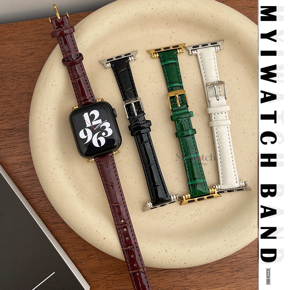สายนาฬิกาข้อมือหนังแท้ ลายไม้ไผ่ สําหรับ iwatch Serie 9 8 7 6 SE 5 4 3 2 1 iwatch Band 49 มม. 45 มม. 44 มม. 41 มม. 40 มม. 38 มม. 42 มม.