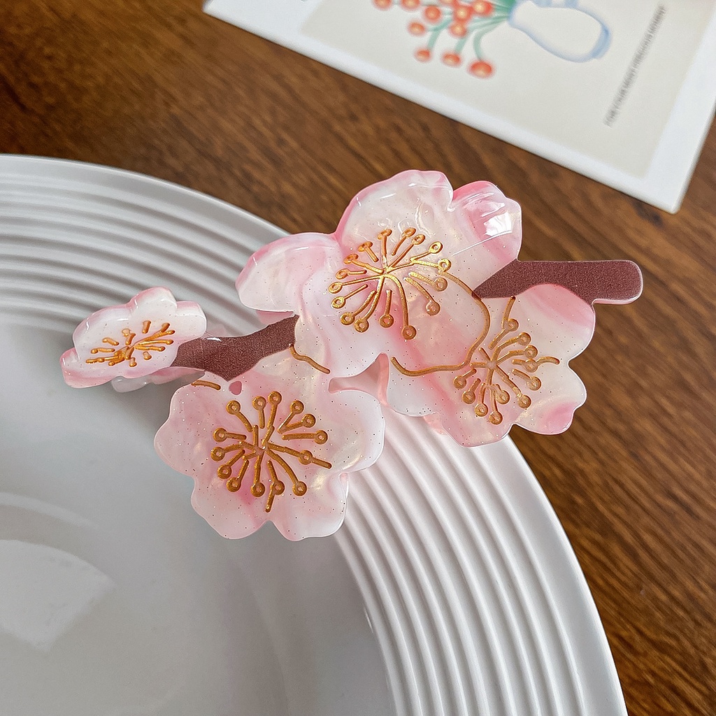 กิ๊บติดผม รูปดอกพลัม หรูหรา เครื่องประดับ สําหรับผู้หญิง