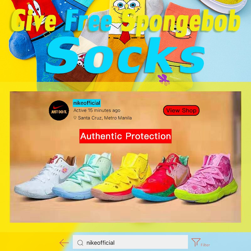 Nike KYRIE 5 x Spongebob Patrick Star Squidward รองเท้าบาสเก็ตบอลสำหรับผู้ชายและผู้หญิง 100% แฟชั่น