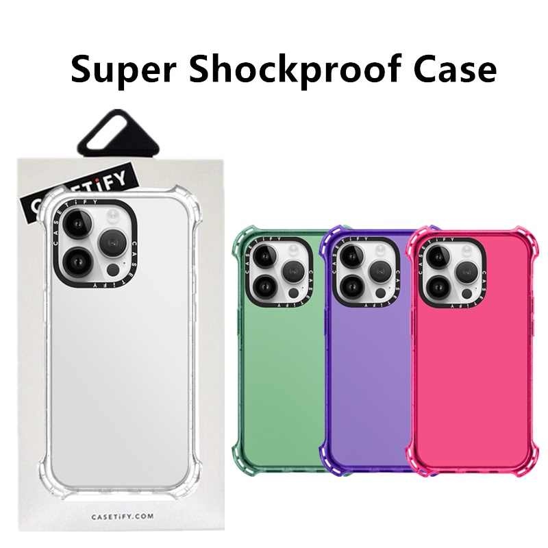Casetifg เคสโทรศัพท์มือถือซิลิโคน TPU ใส กันกระแทก เต็มมุม หลากสี พร้อมกล่อง สําหรับ iPhone 15 11 12 13 14 Pro Max