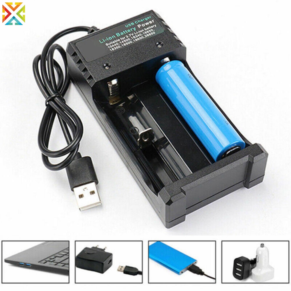 Universal USB Dual Slot Battery Charger สําหรับ 3.7V 18650 16340 14500 26650 Li-ion