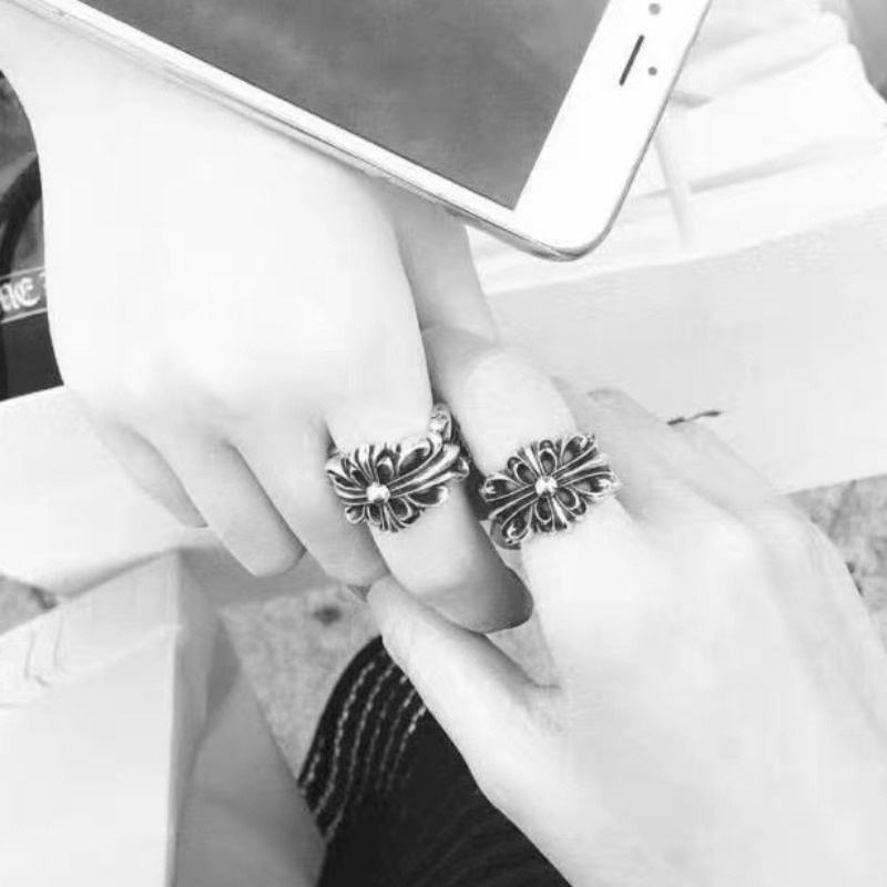 ยุโรปถนนอเมริกันสวมโครว์หัวใจเปิดแหวนย้อนยุคกลวงดอกไม้ข้ามออกแบบแหวนสร้อยข้อมือ - รูปที่ 4