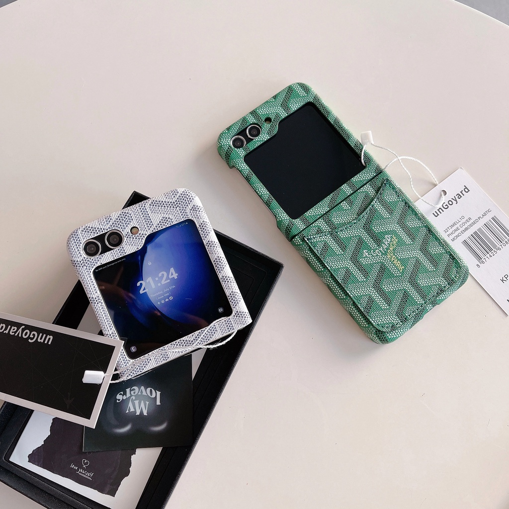สําหรับ Samsung Galaxy Z Flip 5 4 3 โมเดิร์นคลาสสิกพร้อมช่องใส่การ์ดออกแบบเคสโทรศัพท์ Galaxy Z Flip6 5G หรูหรา Retro ที่ไม่ซ้ํากันเต็มห่อพับโทรศัพท์ปกหลัง