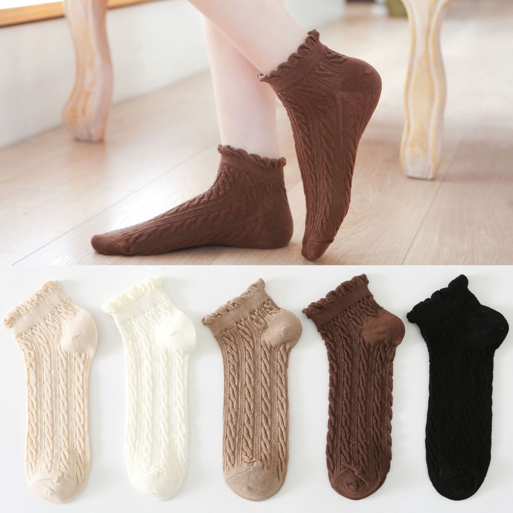 🧦🧦jk ถุงเท้าผู้หญิง ถุงเท้าผ้าฝ้ายแท้ สีทึบ สวมใส่สบาย สไตล์โลลิต้า