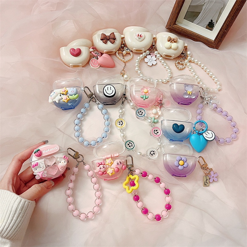 เคสหูฟัง Aiwa AT-X80Q TWS เคส Case เคสหูฟัง ลายดอกไม้หน้ายิ้ม DIY สําหรับ Aiwa AT-X80Q TWS