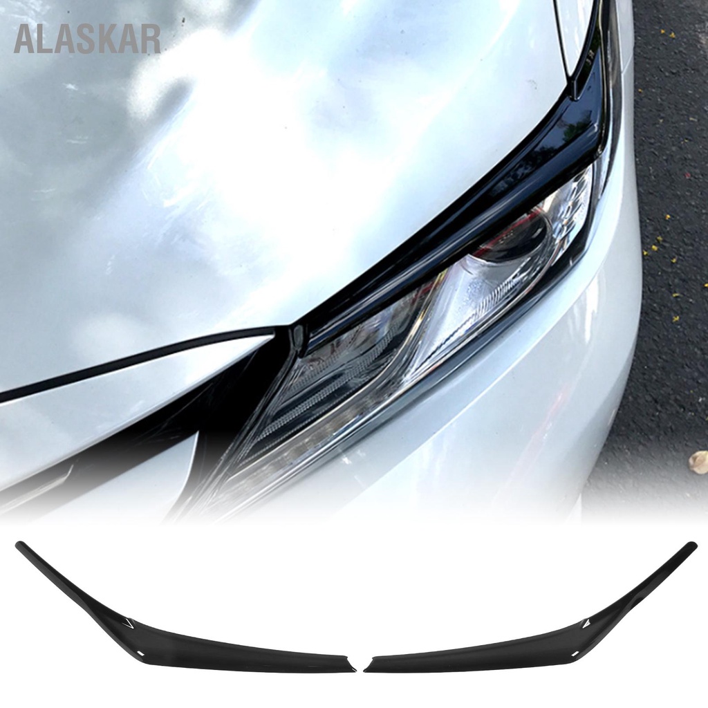 ALASKAR 1 ไฟหน้ารถคู่ Eye Lid ครอบคลุม Bright สีดำพื้นผิวเรียบป้องกันรอยขีดข่วนสำหรับ Camry 2018-2023