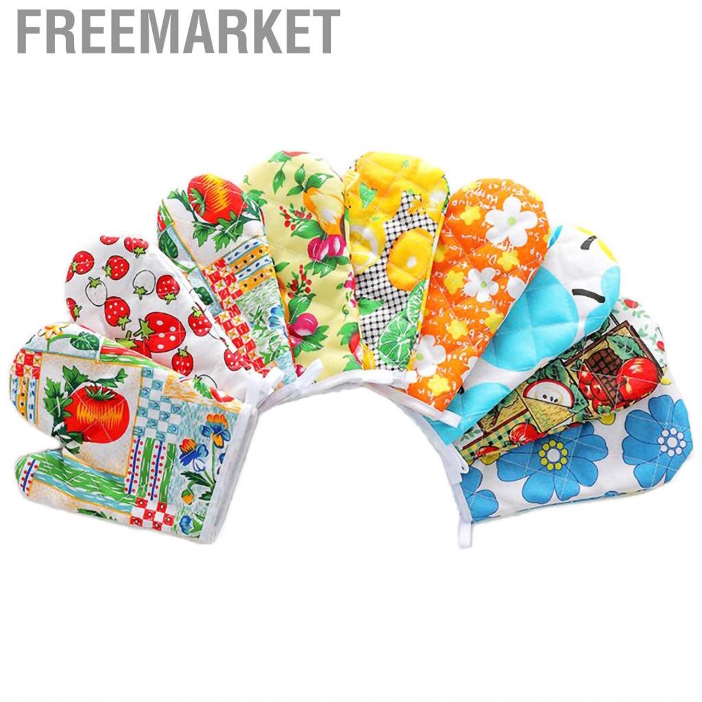 Freemarket 1pcs Non-slip Oven Gloves Flower Pattern Cotton Kitchen Insulation Cooking Microwave Mitts for Random
