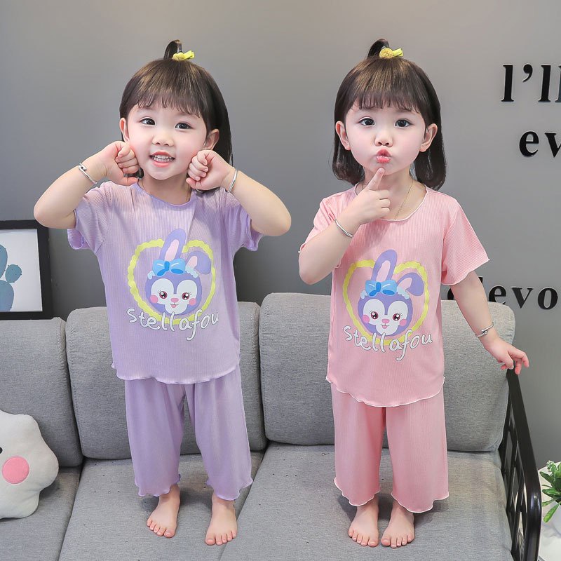 ชุดนอนเด็กผู้หญิง ชุดเซ็ท 2 ชิ้น (กางเกง+เสื้อ) ลายการ์ตูนน่ารัก ราคา ถูกที่สุด ดีลบีเคเค แกลเลอรีภาพที่ 2