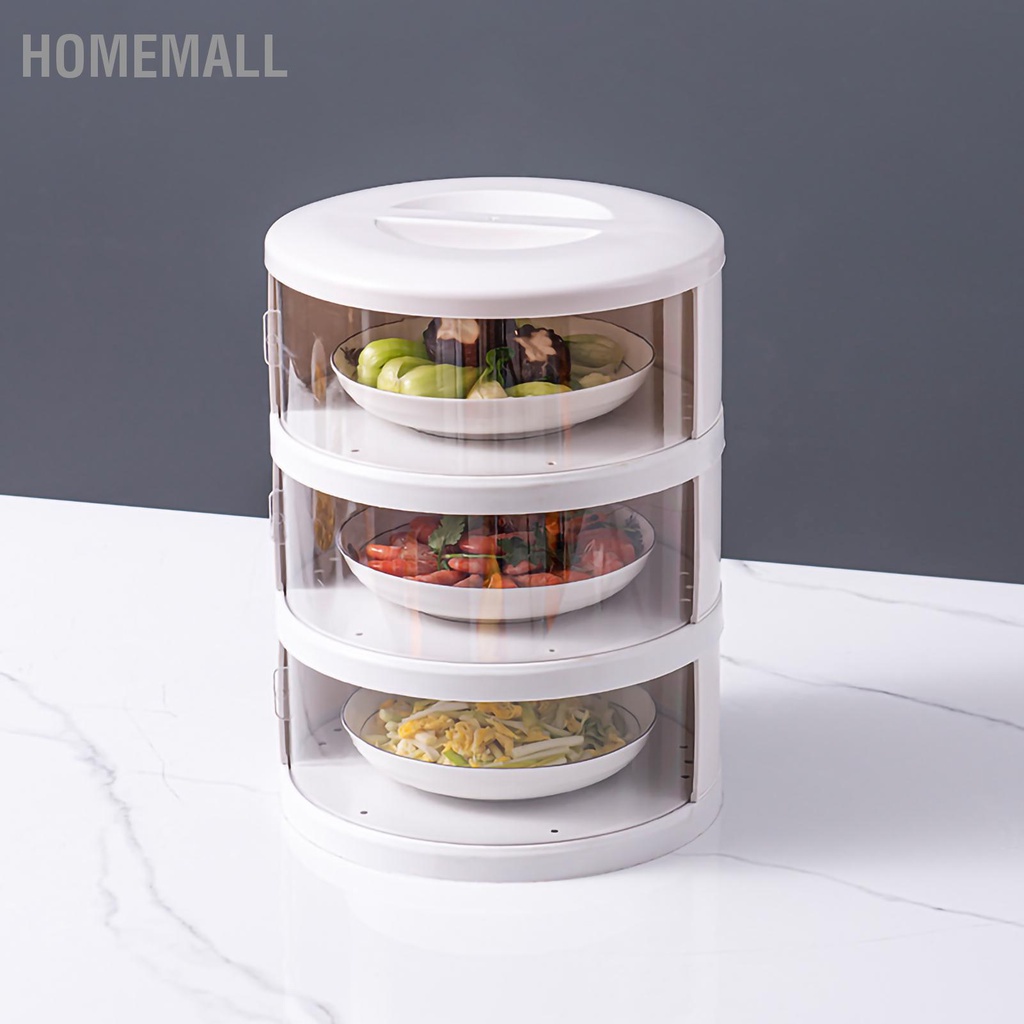 HomeMall ฝาครอบอาหารหุ้มฉนวนฝาครอบจานใสวางซ้อนกันได้กล่องเก็บอาหารป้องกันแมลงสำหรับครัวเรือน