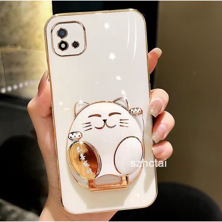 เคสโทรศัพท์ realme c20 c11 2021 c11 2020 เคสโทรศัพท์ เคสโทรศัพท์พร้อมขาตั้งแมวกวัก Gong Xi Fa Cai