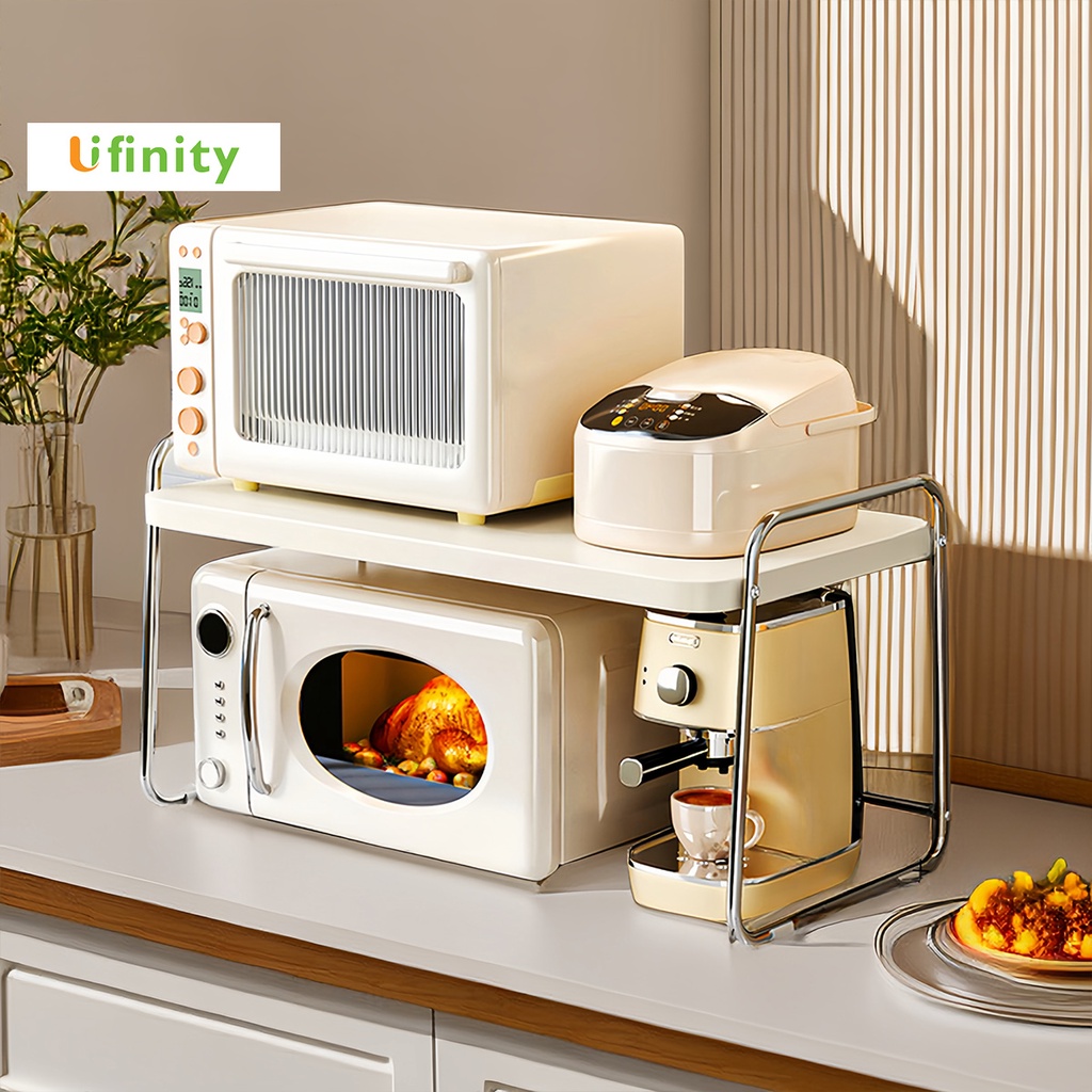 Lifinity ชั้นวางไมโครเวฟสแตนเลส ชั้นเก็บของ จุได้เยอะ พร้อมตัวรองขากันลื่น ทำความสะอาดง่าย