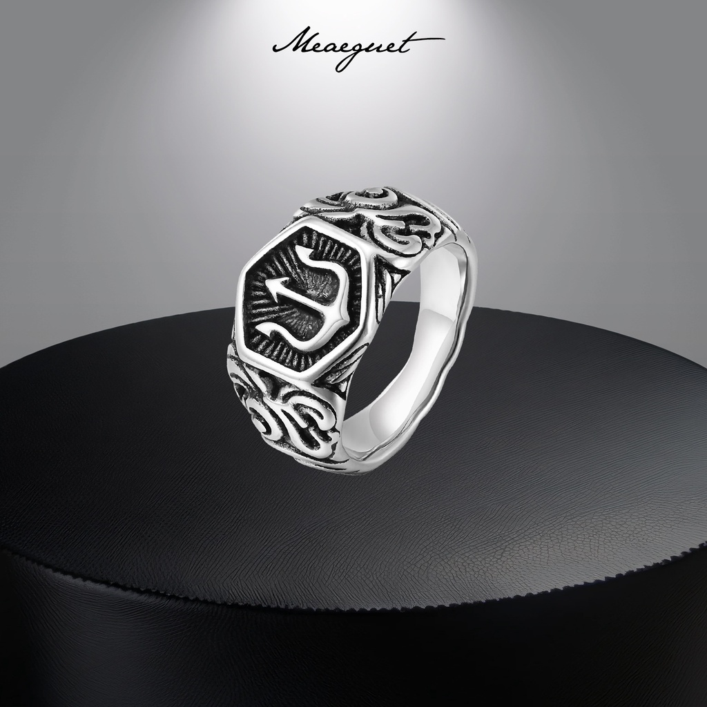 Meaeguet นอร์สไวกิ้งแหวนสําหรับผู้ชายสแตนเลส Celtic Knot แหวน Aquaman Trident แหวน Rune Amulet แหวนเ