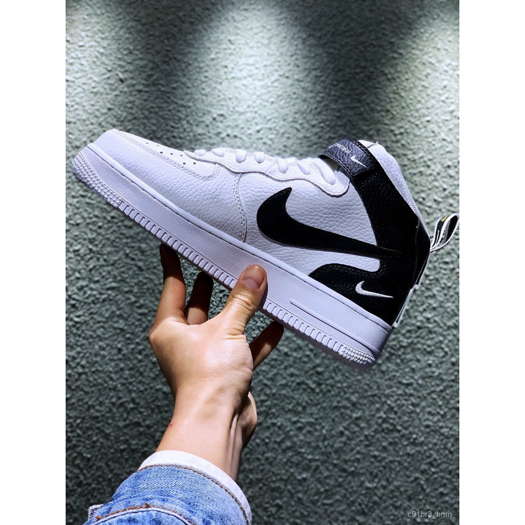 N_ike Air Force 1 mid 07 LV8 ของแท้ 100% {1st Black & White}{blue 2}{red 3} รองเท้า sports