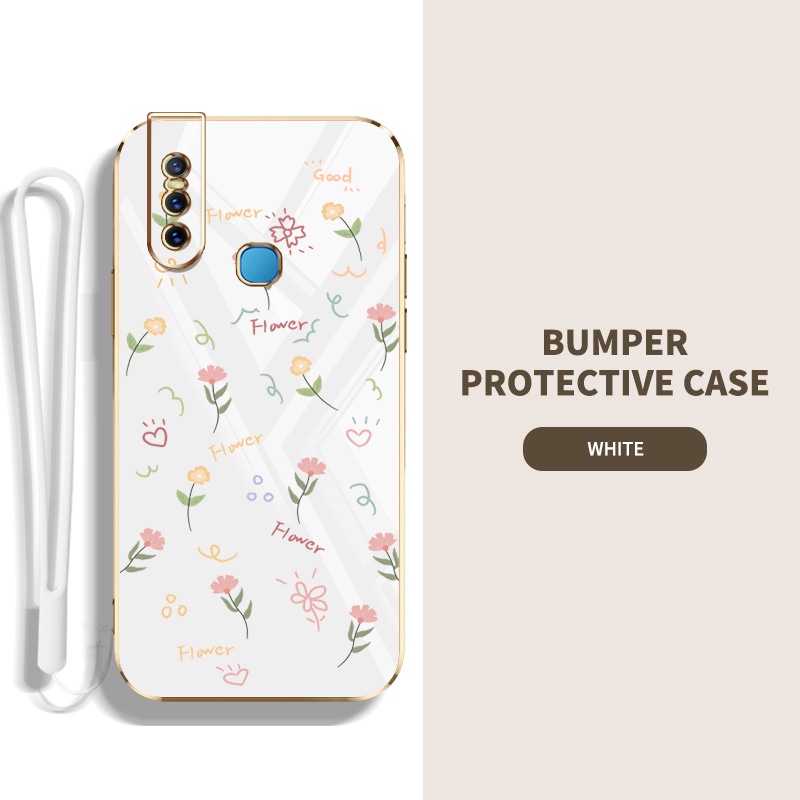 ปลอก Vivo V15 Pro เต็มหน้าจอดอกไม้ขนาดเล็กซิลิโคนกันกระแทกโทรศัพท์ฝาครอบป้องกัน
