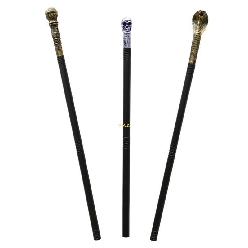 Youn พร็อพไม้กายสิทธิ์แกะสลัก รูปหัวกะโหลก งู สําหรับปาร์ตี้ฮาโลวีน