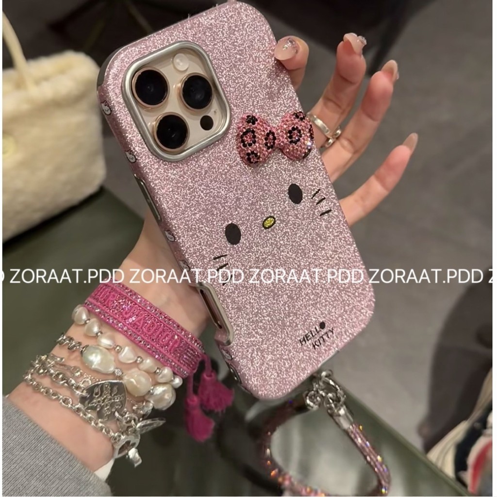 Creative Glitter สามมิติโบว์ KT Cat iPhone16promax เคสโทรศัพท์ Apple 15 สไตล์ใหม่ 14 รวมทุกอย่าง 13 ราคา ถูกที่สุด ดีลบีเคเค แกลเลอรีภาพที่ 4