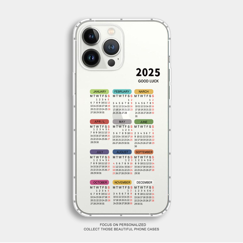 2025calendarเคสโทรศัพท์สําหรับiphone 15 14 Pro Max 12 13 mini 11 Pro Max Xr Xs Max 6s 7 8 Plus Anti-