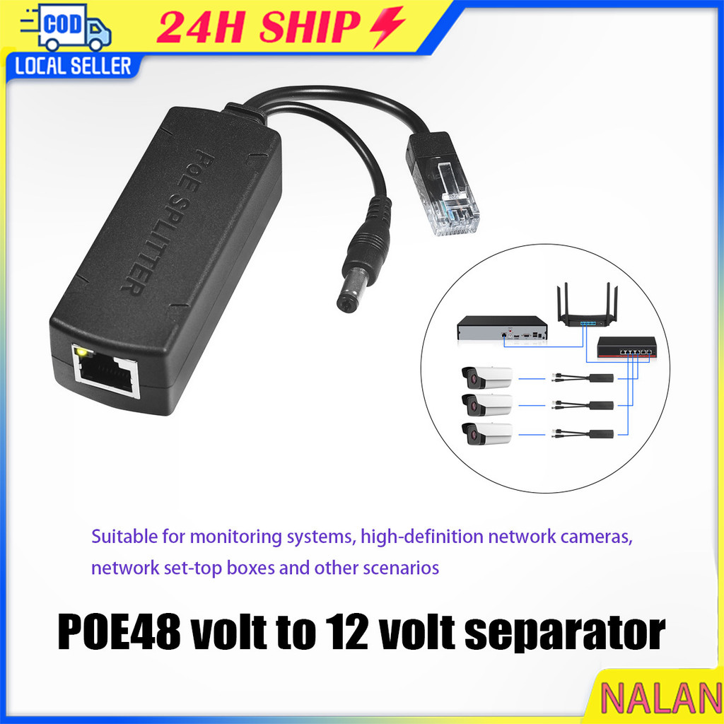 ร้านอยู่กทม.POE splitter 48v to 12v 1A2A + LAN 10/100Mbps ใช้ร่วมกับ POE-101A อุปกรณ์เสริมกล้องวงจรปิด