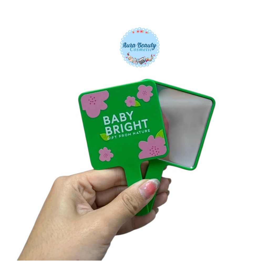 Baby Bright Flower Makeup Mirror กระจกแต่งหน้า กระจกพกพา ส่องหน้า มีด้าม อุปกรณ์แต่งหน้า