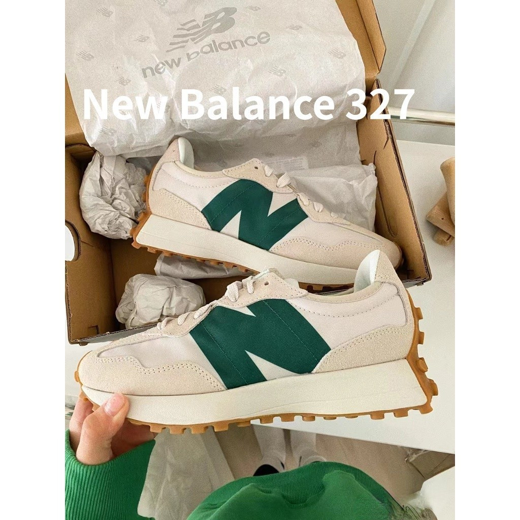 รองเท้าผ้าใบแฟชั่นวินเทจซีรีส์ New Balance Balance NB 327 ms327lab สำหรับผู้ชายและผู้หญิง สีเขียว