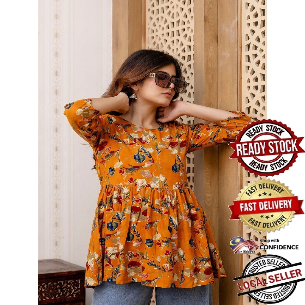 Short Kurti Indian Women Kurtis Top Saree Sari Punjabi Suit Readymade Kurti UD41509ASTP