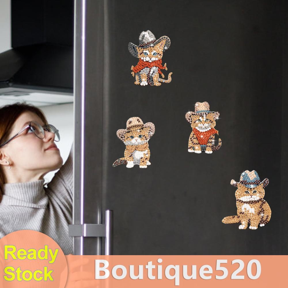 6 ชิ้นรูปร่างพิเศษ White Fox ภาพวาดเพชรแม่เหล็กตู้เย็น SN9F [boutique520.th]