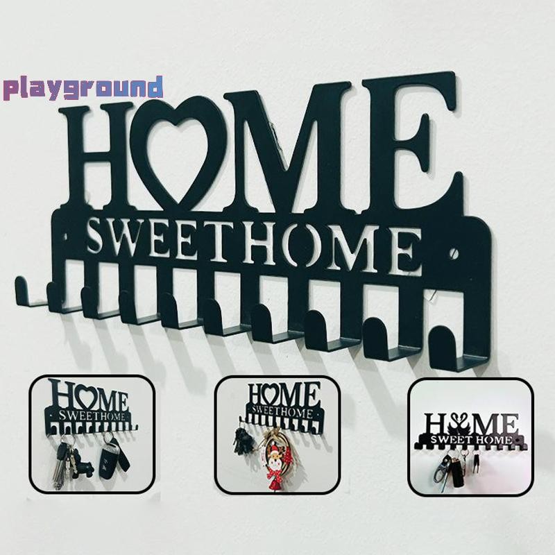 [playground] 1PC ติดผนัง Sweet Home ตกแต่ง Key Holder, Key Hook, Creative Key Holder สําหรับประตูด้า