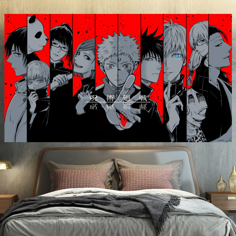 ผ้าแขวนอนิเมะขนาดใหญ่ Jujutsu Kaisen Gojo Satoru Yuji ผ้าพื้นหลังข้างเตียง ตกแต่งห้องนอนผ้าผนัง ราคาถูก Shopee Lazada