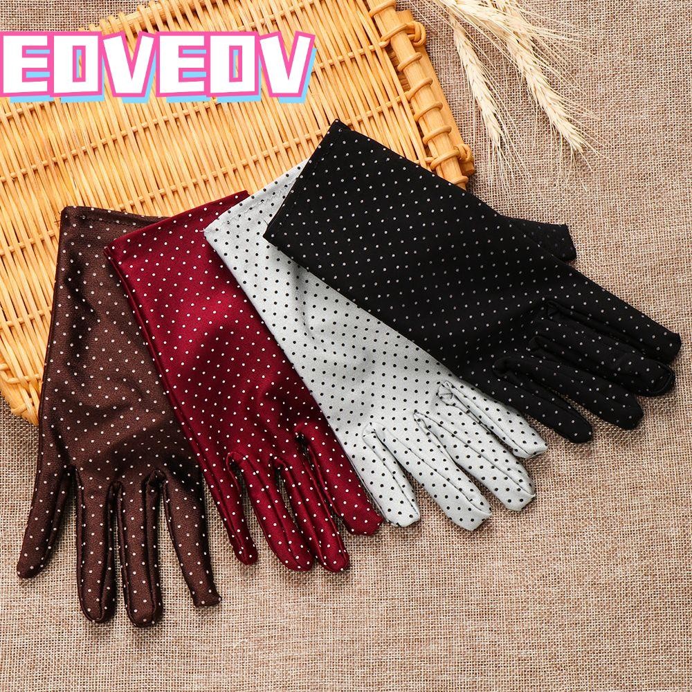 EOVEOV Dot Gloves Soft Lady Girl Elastic Full Finger Mittens