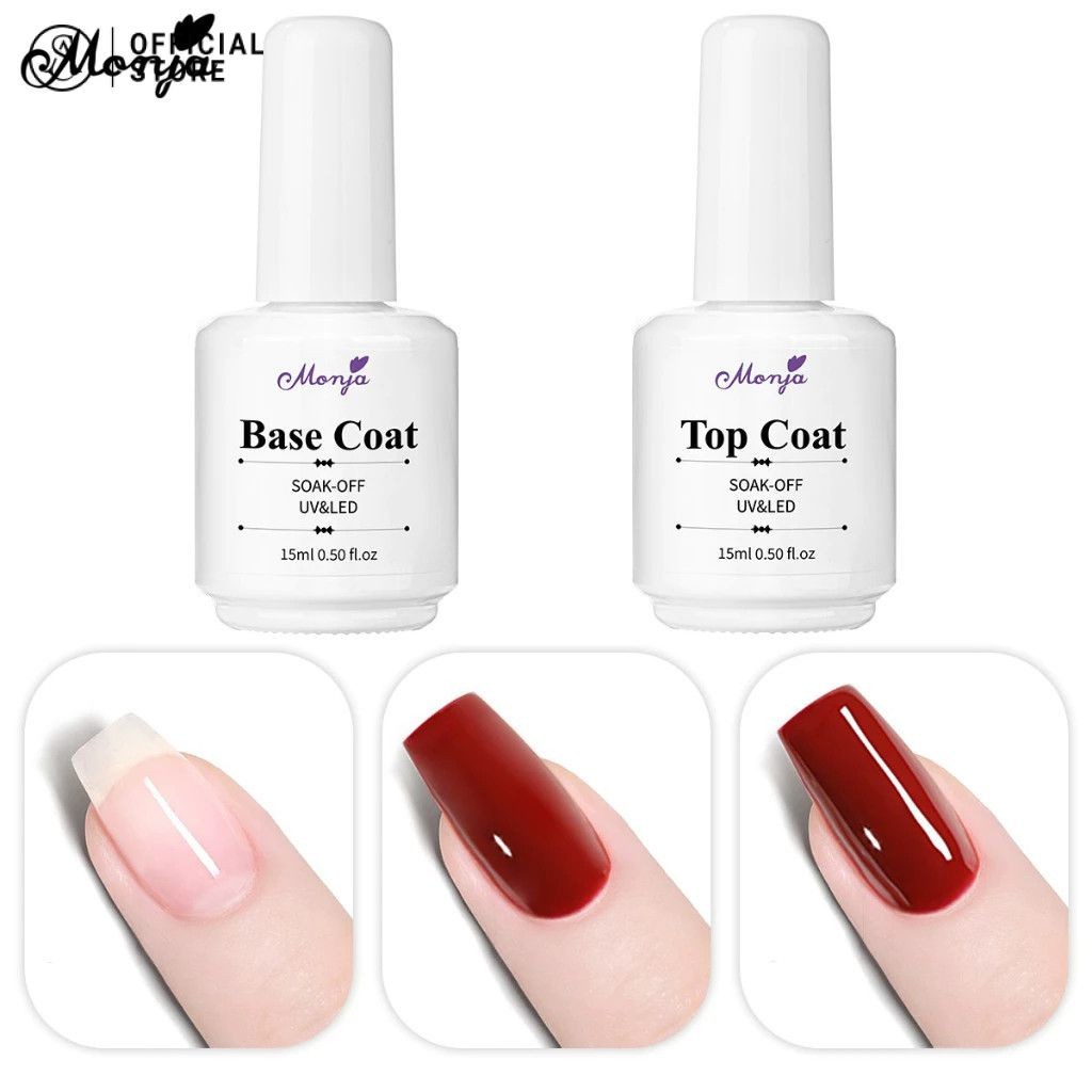 เจลยาทาเล็บเพื่อการทํางาน ใส Base Coat/top Coat เบสโค้ท/ท็อปโค้ท/Builder เบสโค้ทกาวส่องไฟ 15ml MONJA