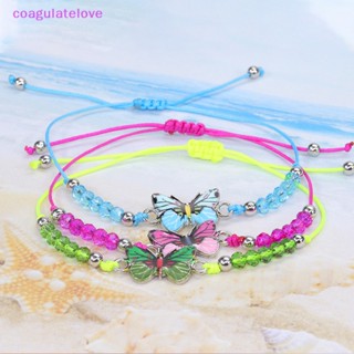 Coagulatelove สร้อยข้อมือถัก จี้คริสตัล รูปผีเสื้อ หลากสี ปรับได้ เครื่องประดับแฮนด์เมด สําหรับผู้หญิง [ขายดี]