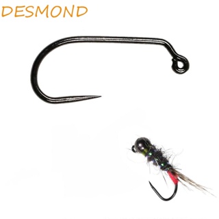 Desmond 10 ชิ้น ตะขอ Nymph, ตะขอตกปลา ไม่มีหนาม, อุปกรณ์ตกปลา ผูกตาบิน #10 #12 #14 #16 #18 Caddis Pupa ตะขอ สําหรับแขวนแซลม่อน และเทราท์