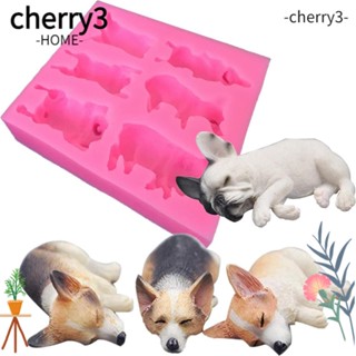 Cherry3 แม่พิมพ์ซิลิโคน รูปสุนัขนอนหลับ 6 ช่อง ขนาด 11*9.4*2.3 ซม. สีชมพู สําหรับทําสบู่ เค้ก ฟองดองท์