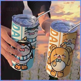 🥤Animation Peripheral Limited 🥤Thermos Cup🥤กระติกน้ําร้อน ลายการ์ตูนไข่น่ารัก พร้อมหลอดดูด แบบพกพา คุณภาพสูง สําหรับนักเรียน