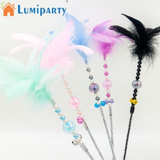 Lumiparty ไม้กายสิทธิ์ ประดับขนนก หลากสี พร้อมกระดิ่ง แฮนด์เมด ของเล่นสําหรับสัตว์เลี้ยง แมว