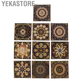 Yekastore AOS 10pcs Tile   Clear Pattern Self Adhesive Wall Decals