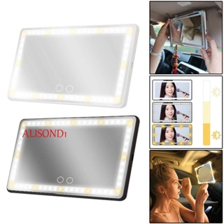 Alisond1 กระจกมองหลังรถยนต์ 260x135 มม. พร้อมไฟ LED อุปกรณ์เสริม ที่บังแดด กระจกแต่งหน้า แบบชาร์จไฟได้