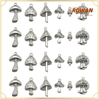 Rowans จี้รูปเห็ดอัลลอย 6 แบบ สีเงิน สําหรับทําเครื่องประดับ สร้อยคอ DIY 60 ชิ้น