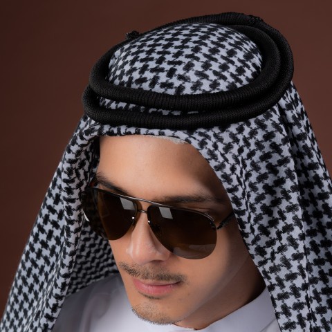 เชือกวางบนสะระบั่น ที่คาดหัว(แบบมีพู่)สไตล์อาหรับดูไบ เชือกถักสีดำสำหรับใช้รัดผ้าโพกศรีษะ AB60 วาริส