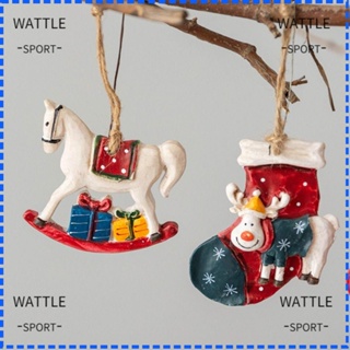 Wattle จี้เรซิ่น รูปต้นคริสต์มาส ซานตาคลอส แฮนด์เมด สําหรับตกแต่งบ้าน 2 ชิ้น