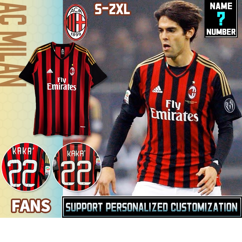 เสื้อกีฬาแขนสั้น ลายทีมชาติฟุตบอล Milan 2013-14 AC สไตล์วินเทจ ไซซ์ S-2XL