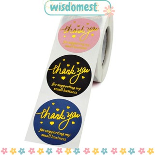 WISDOMEST สติกเกอร์ฉลาก Thank You มีกาวในตัว ทรงกลม 1.5 นิ้ว 500 ชิ้น สําหรับธุรกิจ