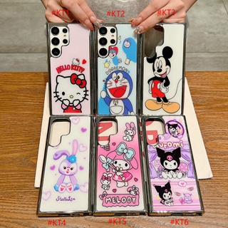 SANRIO เคสโทรศัพท์มือถือ ชุบไฟฟ้า ลายการ์ตูนซานริโอ้น่ารัก หรูหรา สําหรับ Samsung S23 S22 S21 Ultra S23 S22 Plus