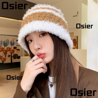 Osier1 หมวกบักเก็ตลําลอง ผ้ากํามะหยี่ขนนิ่ม ให้ความอบอุ่น ป้องกันหู สไตล์ชาวประมง สําหรับผู้หญิง