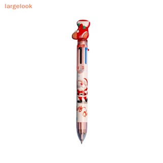 [largelook] ใหม่ ปากกาลูกลื่น แบบกด ลายการ์ตูนซานตาคลอส 6 สี สุ่มสี