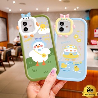 เคสโทรศัพท์คู่สำหรับไอโฟน 11 12 13 14 15 Pro Max XR 7 6 8 Plus X XS MAX SE เป็ดน้อยสีเหลือง เคสโทรศัพท์มือถือแบบนุ่ม TPU